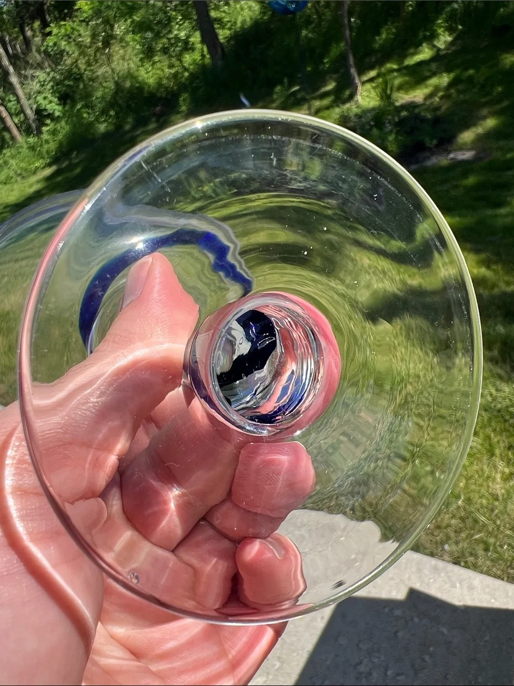 Vintage Pier 1 Blue Swirl Margarita Glasses Set of 2 Contemporary Art Glass